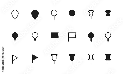 マップピンのアイコンセット/場所/所在地/目的地/位置/イラスト/ベクター