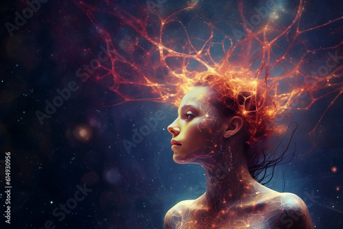a neuron woman art portrait isolated photo