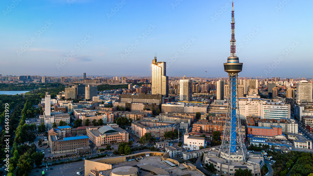 Obraz premium Morning view of Jilin Radio and TV Tower in Changchun, China