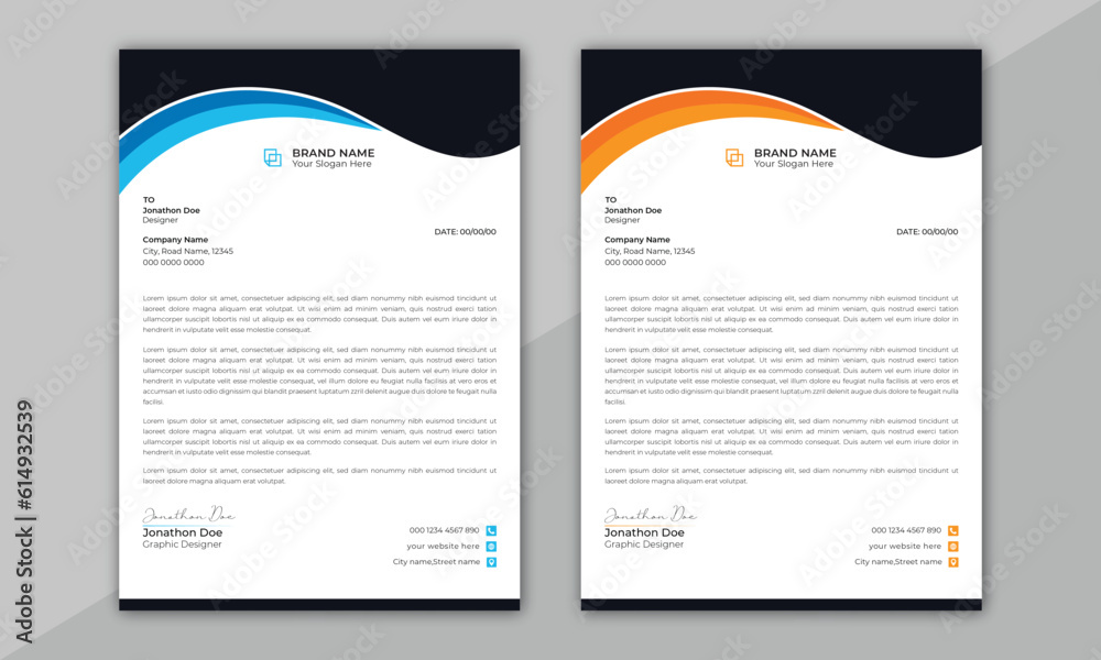 Modern Creative & Clean business style letterhead bundle. Modern and minimalist Company business
letterhead template. Clean and professional corporate company business letterhead design. Letterhead
