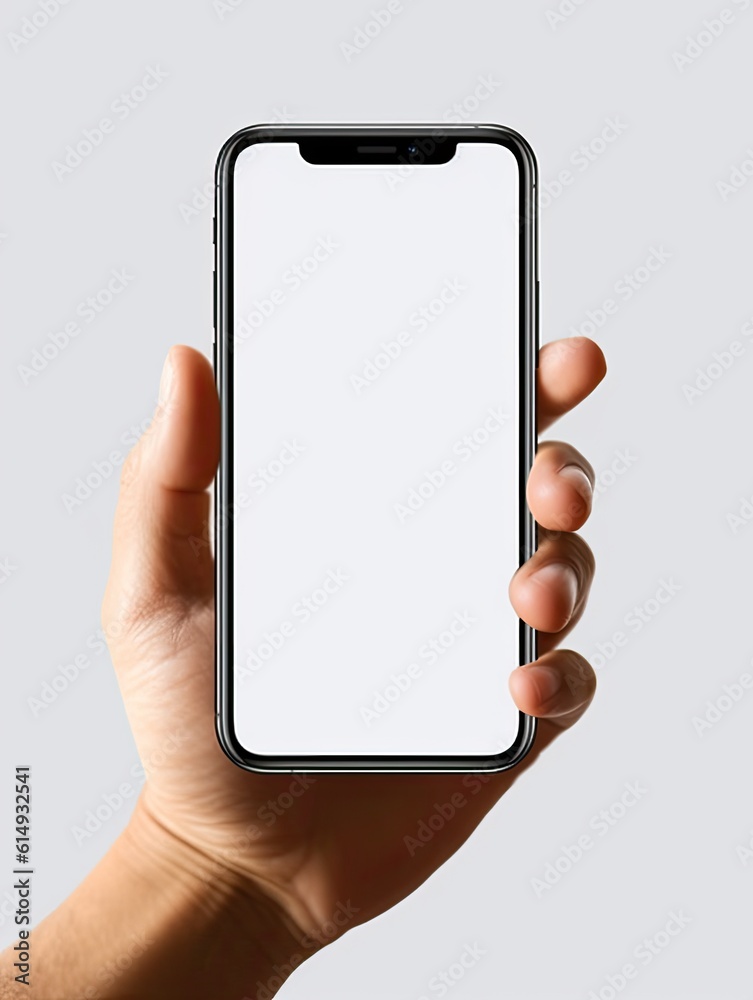 Phone mockup in hand - clipping path, Studio shot of smartphone with ...