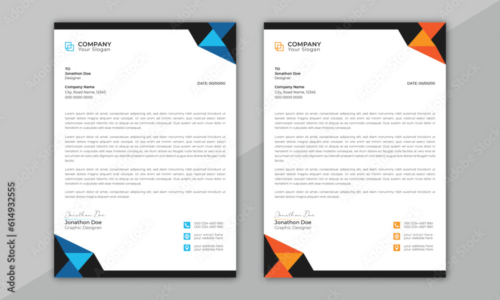 Clean and professional corporate company business letterhead template design with color variation bundle.
Abstract Corporate Business Style Letterhead Design Vector Template. Letterhead design
