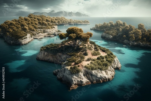 Artistic interpretation of the island of Mallorca. Generative AI