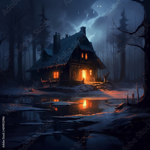 house in the woods in the forst