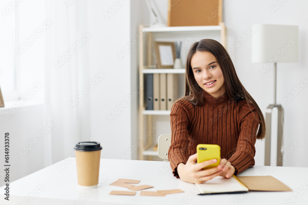 laptop smile student blogger learning selfie education girl young phone laptop smile student blogger learning selfie education girl young phone
