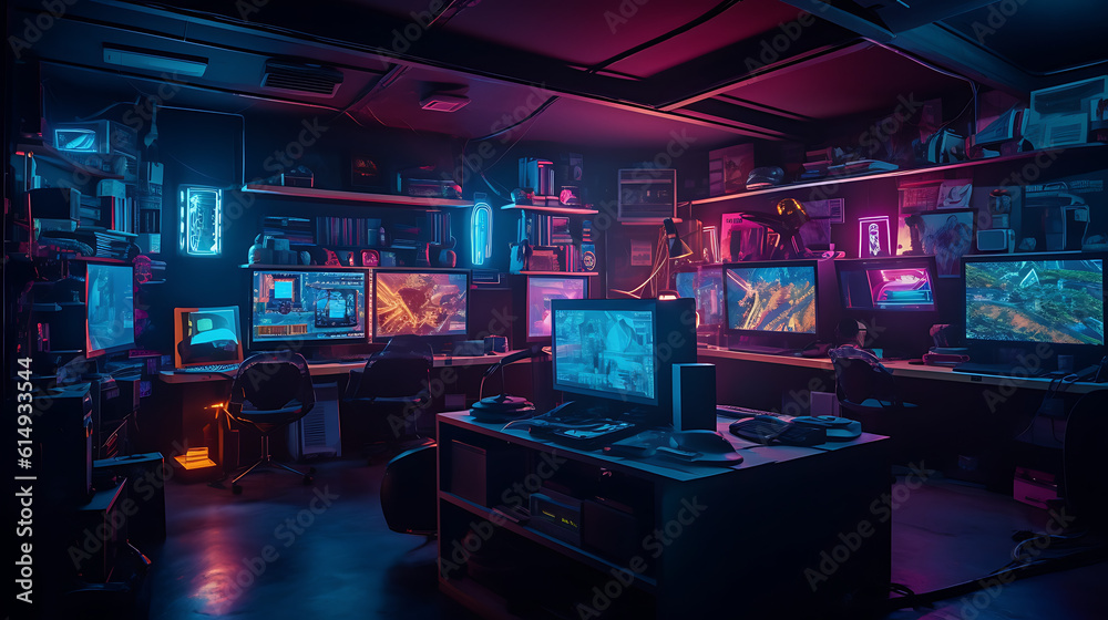 Background Gamer Blue & Pink Neons