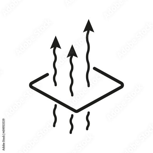 fabric passes steam or air icon, membrane linear sign. Vector illustration. Stock picture.