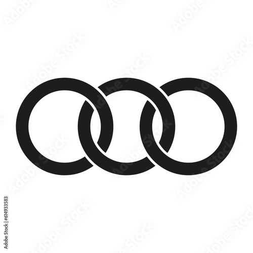 Interlocking circles, rings contour. Circles, rings concept icon. Vector illustration. stock image.