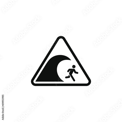 Tsunami hazard caution warning symbol design vector