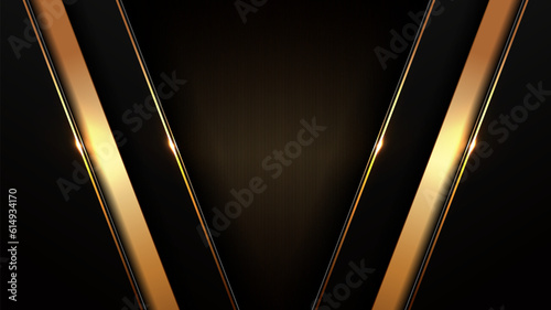 black gold background, golden light luxury image abstract, straight lines overlap layer shadow gradients space composition for banner, flyer cover layout, website template design