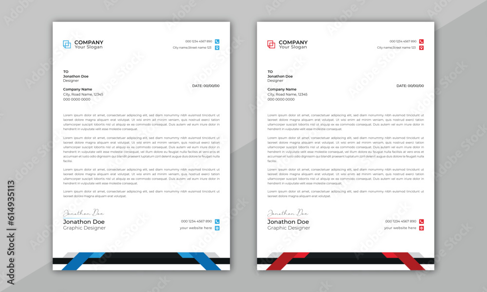 Modern Creative & Clean business style letterhead bundle. Modern and minimalist Company business
letterhead template. Clean and professional corporate company business letterhead design. Letterhead de
