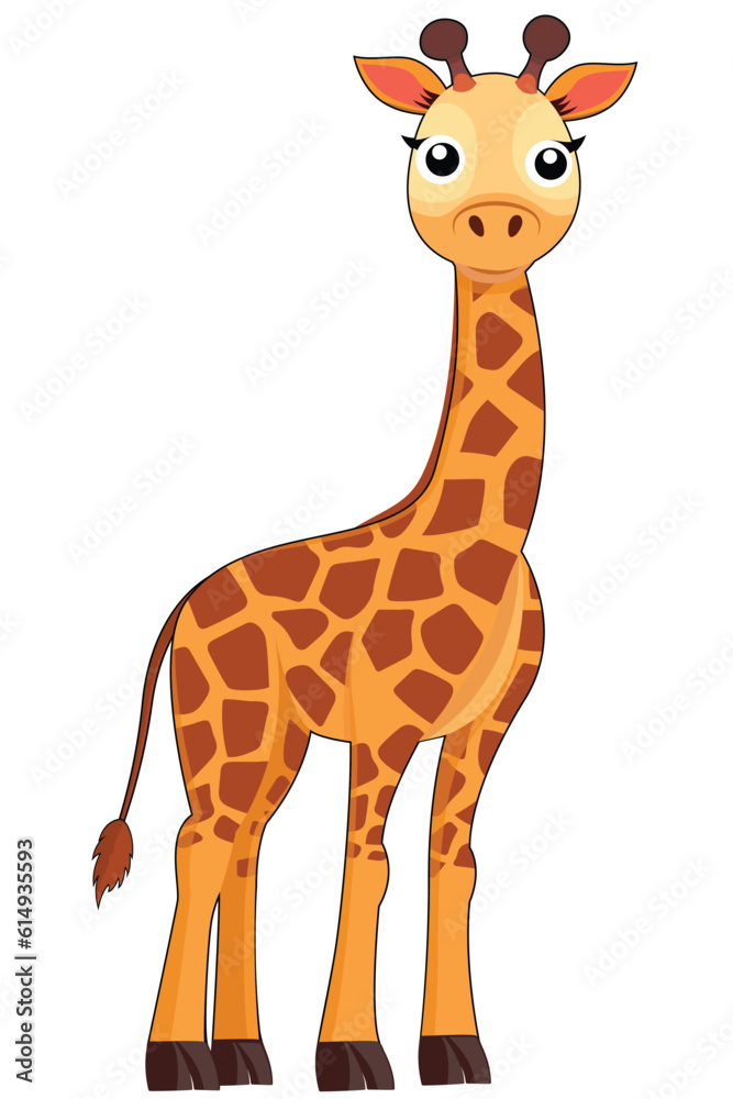 Obraz premium giraffe flat cartoon style, zoo logo