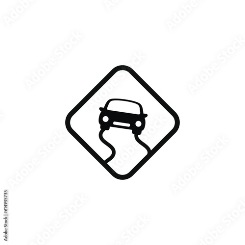 Slippery road caution warning symbol design vector