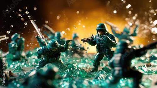 green plastic toy soldiers launching an assault generative ai