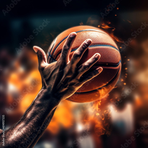 hans touching ball in a basketball game photo