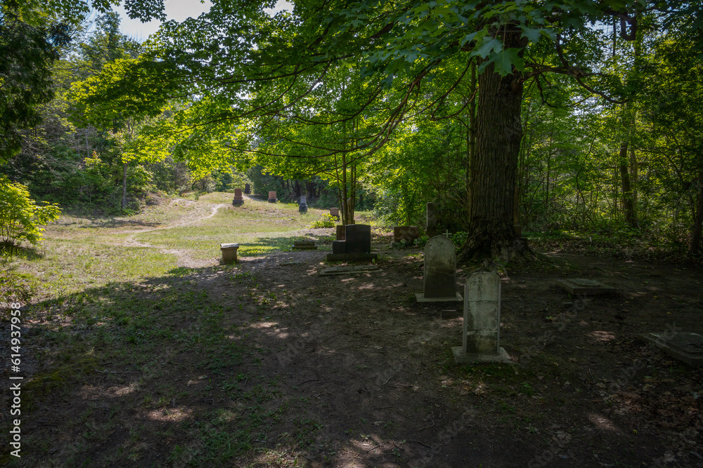 The pioneer cemetery from the former town of Inverhuron still remains, now within Inverhuron Provincial Park near Port Elgin, Ontario.