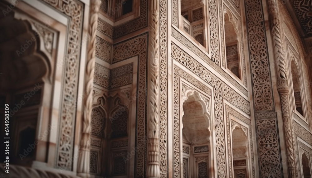The ornate sandstone tomb boasts ancient elegance and intricate patterns generated by AI The ornate sandstone tomb boasts ancient elegance and intricate patterns generated by AI