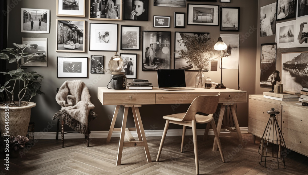 Luxury apartment with modern architecture, comfortable armchair, and creative decor generated by AI Luxury apartment with modern architecture, comfortable armchair, and creative decor generated by AI