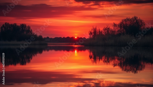 A tranquil scene at dusk, reflecting the beauty of nature generated by AI