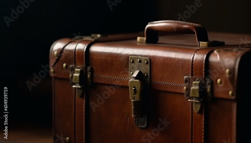 Antique leather suitcase, a timeless elegance for your travels generated by AI