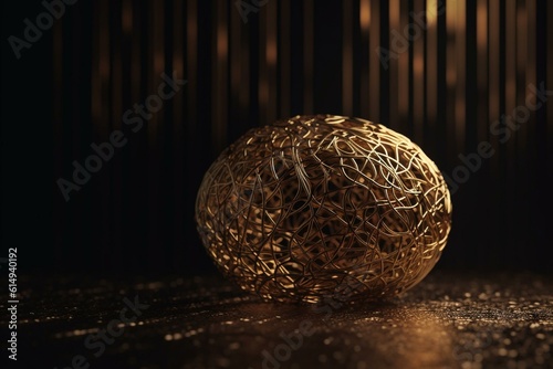 3D mesh in brown-gold color scheme on a dark background. Generative AI