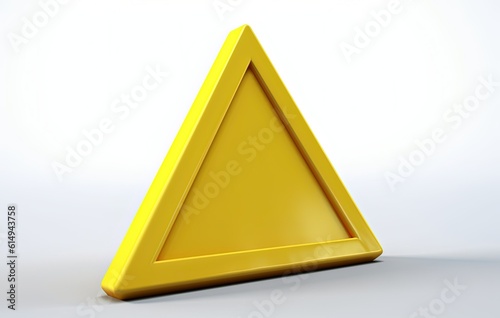 yellow triangle 3d model design isolated in empty room