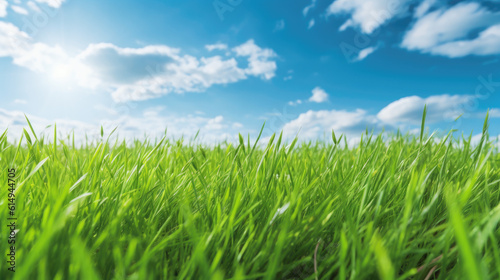 Exploring the Close-Up of Lush Green Grass and the Infinite Blue Sky