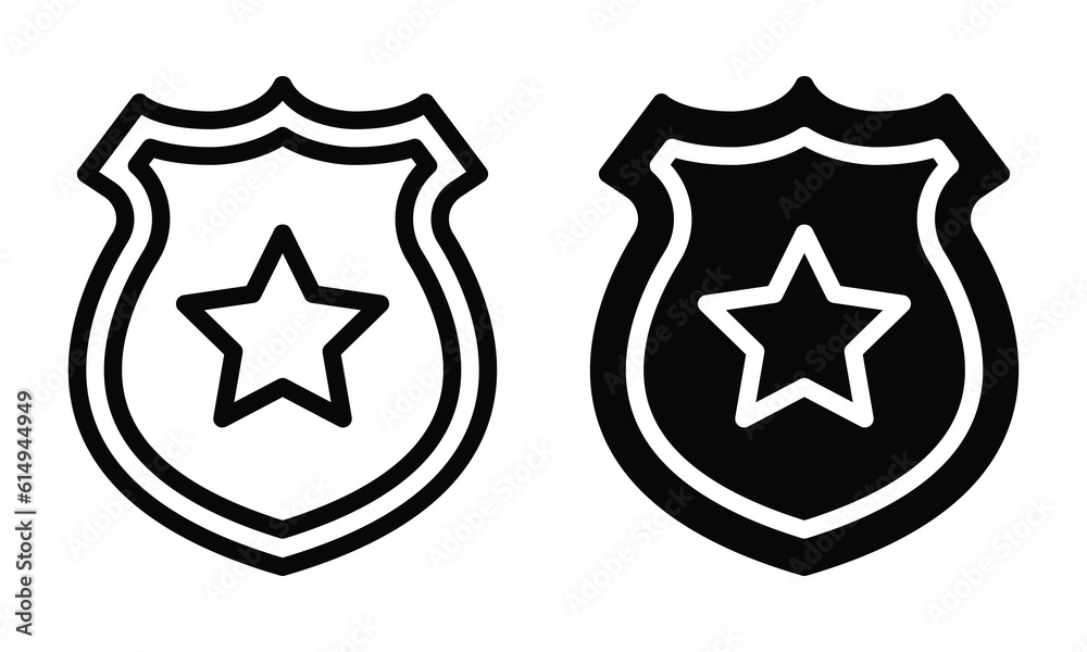 Police badge icon with outline and glyph style. Police badge icon with outline and glyph style.