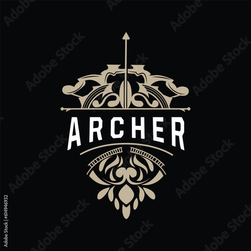 Archer Logo, Archery Arrow Vector, Elegant Simple Minimalist Design, Icon Symbol Illustration Template