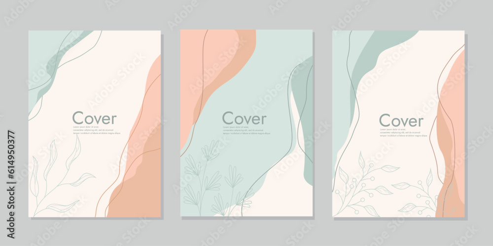 Book cover design with floral pattern. beautiful botanical abstract background. A4 size For school books, notebooks, diaries, flyers, planners, brochures, books, catalogs