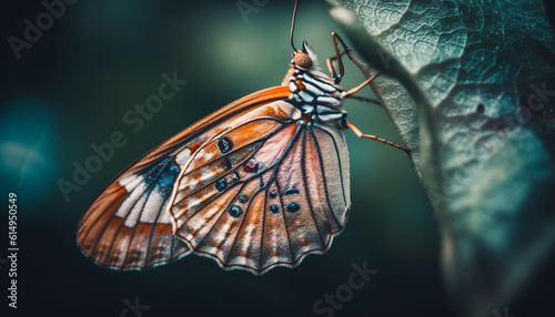 The fragile beauty of a multi colored butterfly in nature macro generated by AI
