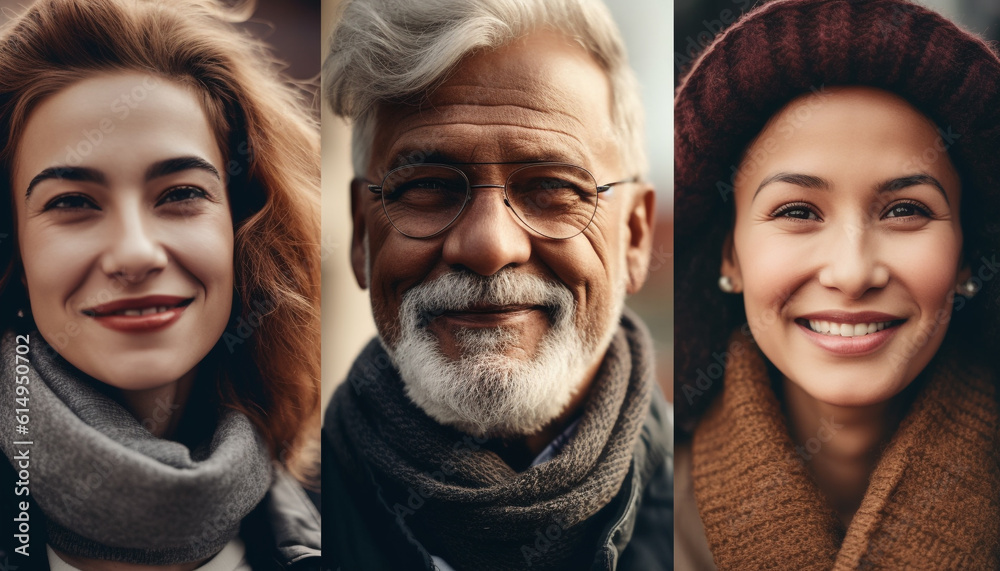 A group of smiling adults, enjoying togetherness in nature generated by AI A group of smiling adults, enjoying togetherness in nature generated by AI