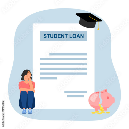 Educational money problem or student loan concept vector illustration.