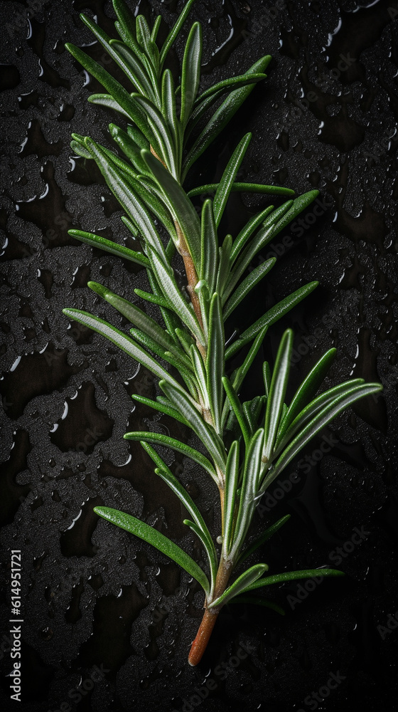 Obraz premium washed Thyme sprig black background