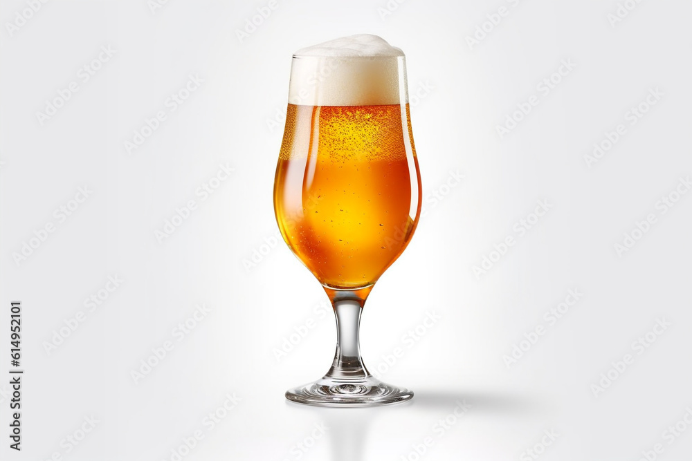 Beer in glass on a white background. Ai generative. Beer in glass on a white background. Ai generative.