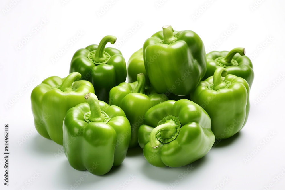 Green bell pepper on a white background. Fresh green bell pepper vegetable. Ai generative. Green bell pepper on a white background. Fresh green bell pepper vegetable. Ai generative.