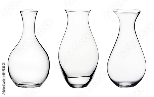 A set of vintage shiny glass jug isolated on white background.