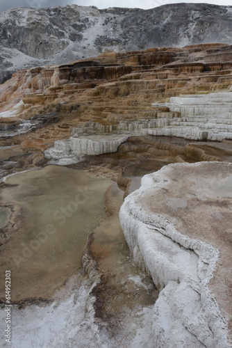 view on Mammoth Hot Springs in Yellowstone National Park, USA