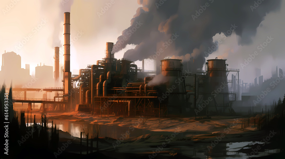 Fototapeta premium smoke from the chimney, generative ai