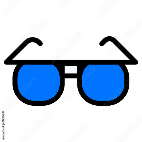 Glasses Icon: A graphical depiction of eyeglasses, typically representing vision, eye care, or the availability of visual aids. It symbolizes the use of glasses for improving eyesight or stylish acces