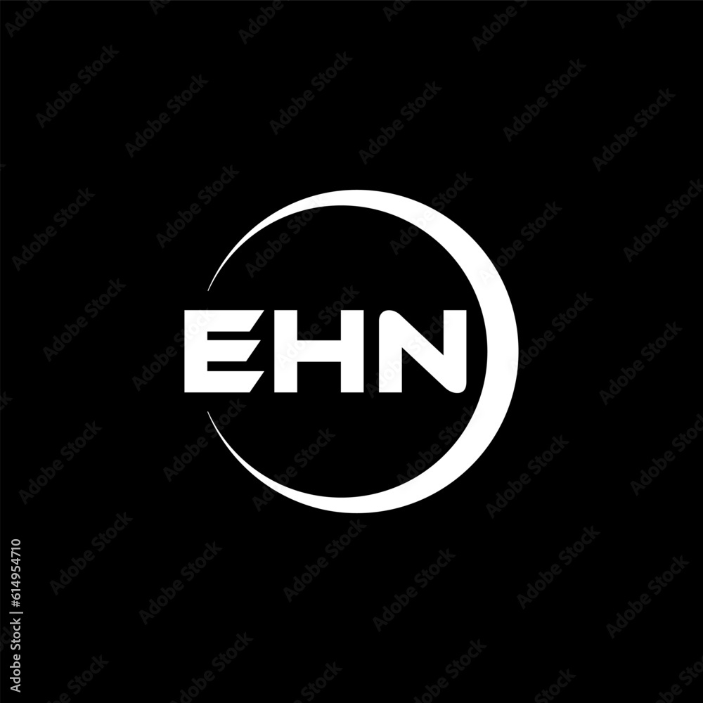 EHN letter logo design with black background in illustrator, cube logo, vector logo, modern alphabet font overlap style. calligraphy designs for logo, Poster, Invitation, etc.