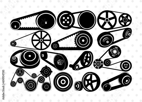 Belt Pulley Silhouette, Pulley SVG, Pulley Gears Svg, Antique Tools Svg, Belt Pulley Bundle, SB00368