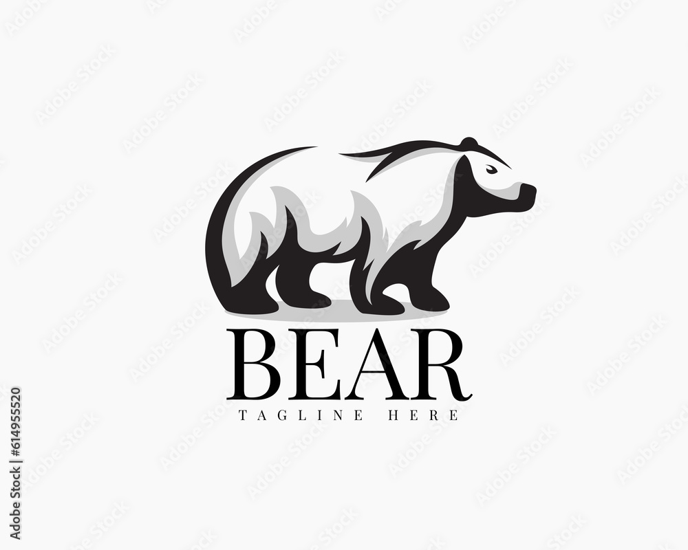 stand bear art style logo design template illustration inspiration