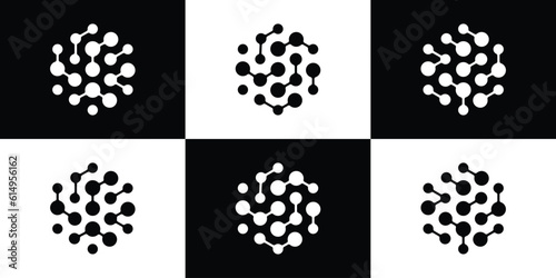 logo design technology connection in hexagonal icon vector inspiration