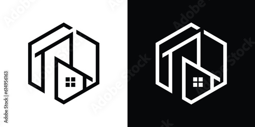 logo design building modern in hexagon icon vector inspiration