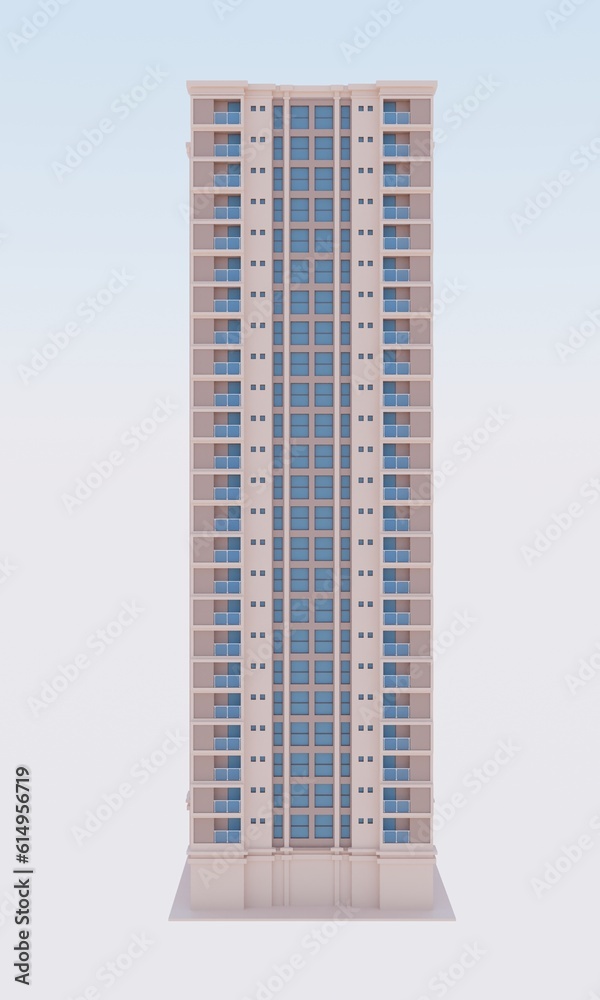 Front of hotel building on a white scene 3d rendering architecture wallpaper backgrounds Front of hotel building on a white scene 3d rendering architecture wallpaper backgrounds