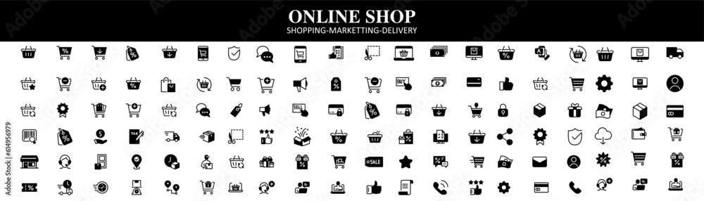 online shop icon set vector