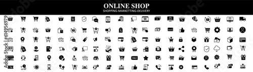 online shop icon set vector