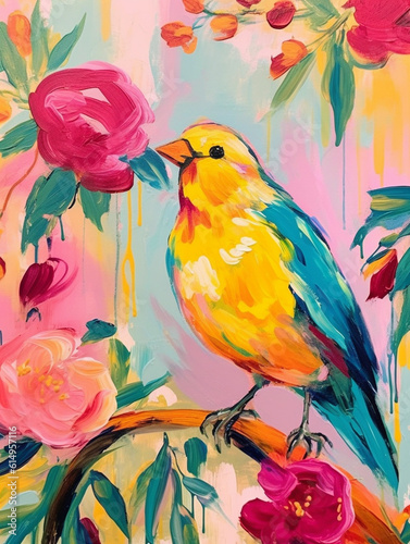 A Fauvism Style Painting of a Canary   Generative AI