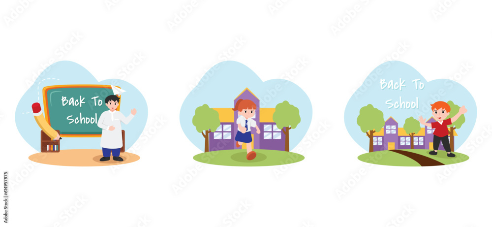 Back to School Flat Bundle Design Illustration Back to School Flat Bundle Design Illustration